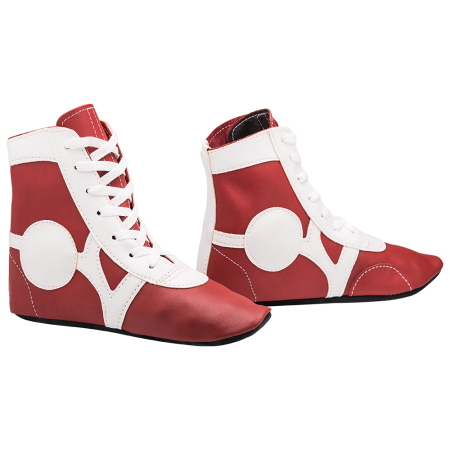 Купить Обувь для самбо SM-0102, кожа, красный Rusco в Апрелевке 